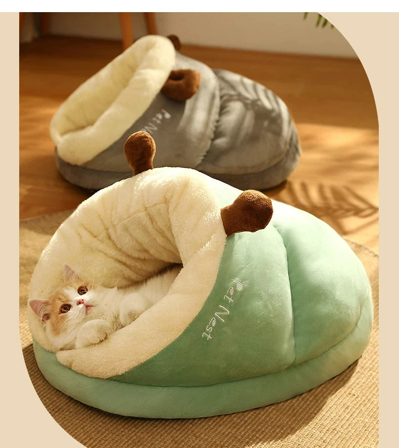 Winter Warm Pet Bed | Soft Cozy Cat Cave | Kitten House Nest Sleep Bag