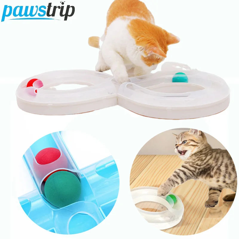 Interactive Cat Turntable Toys | Kitten Puzzle Track Toy with Balls