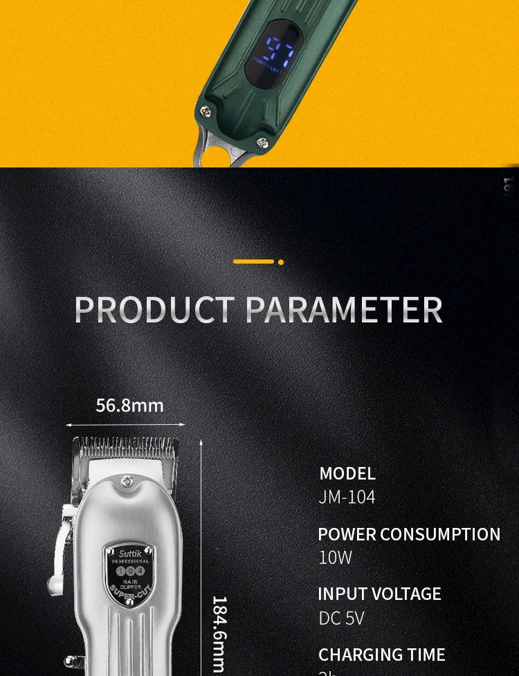 Professional Dog Hair Clipper | Metal Rechargeable Pet Trimmer | Cat Fur Grooming Shaver