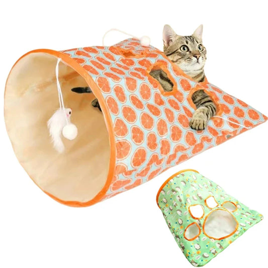 Interactive Cat Toys | Foldable Cat Tunnel Toys | Sounding Pet Toys with Small Fur Balls