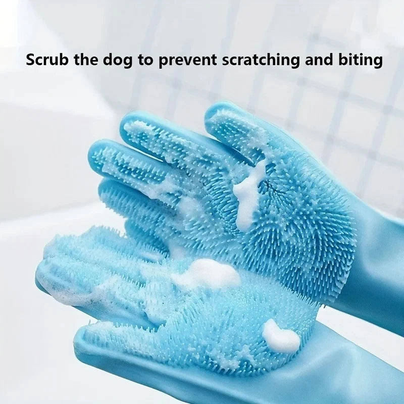 Pet Grooming Cleaning Gloves | Dog Cat Bathing Shampoo Glove | Hair Removal Scrubber Glove