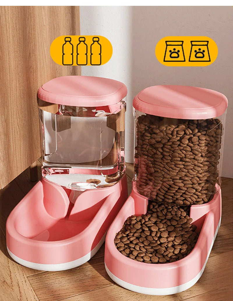 3.8L Large Capacity Dog Feeder | Transparent Food Storage Dispenser | Dog Cat Food Water Bowl