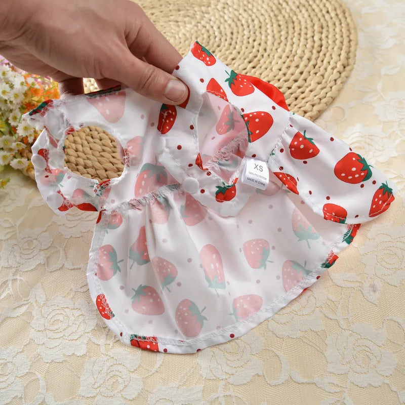 Floral Princess Dog Dress | Spring Summer Pet Clothes | Printed Puppy Skirt