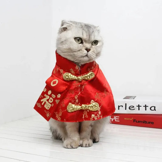 Pet Costume Chinese Style | Asian Cat Suit Cape | Kitten New Year Collar Cowl