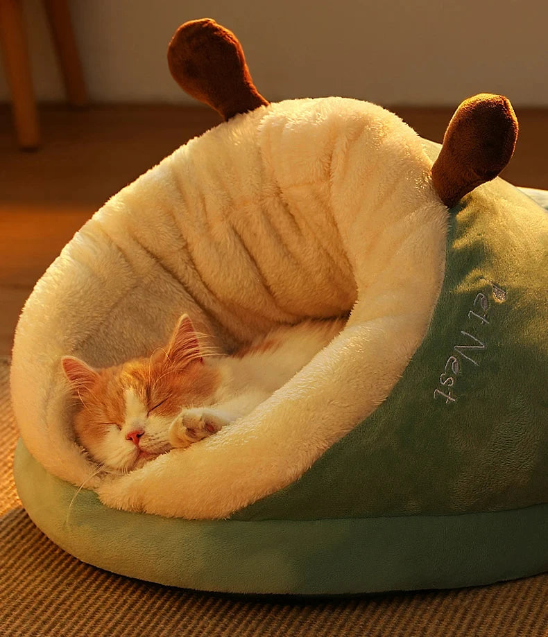 Winter Warm Pet Bed | Soft Cozy Cat Cave | Kitten House Nest Sleep Bag