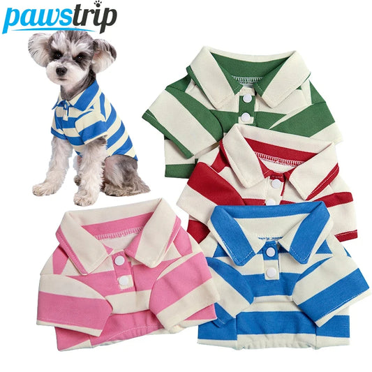 Casual Dog Clothes | Pet Polo T-Shirt | Stripped Puppy Clothing