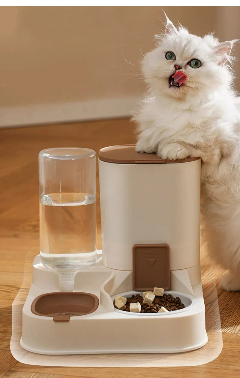 Automatic 2-in-1 Cat Feeder | Pet Drinking Food Bowl | Water Dispenser