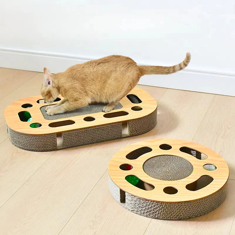 Cat Scratching Toy with Scratching Pad | Kitten Scratch Mat with Bell Ball