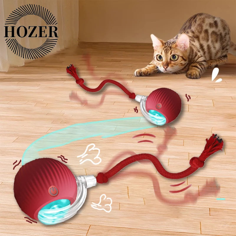 Cat Interactive Ball Toys | Kitten Automatic Rolling Ball | Pet Faux Tail Rechargeable Smart Mouse