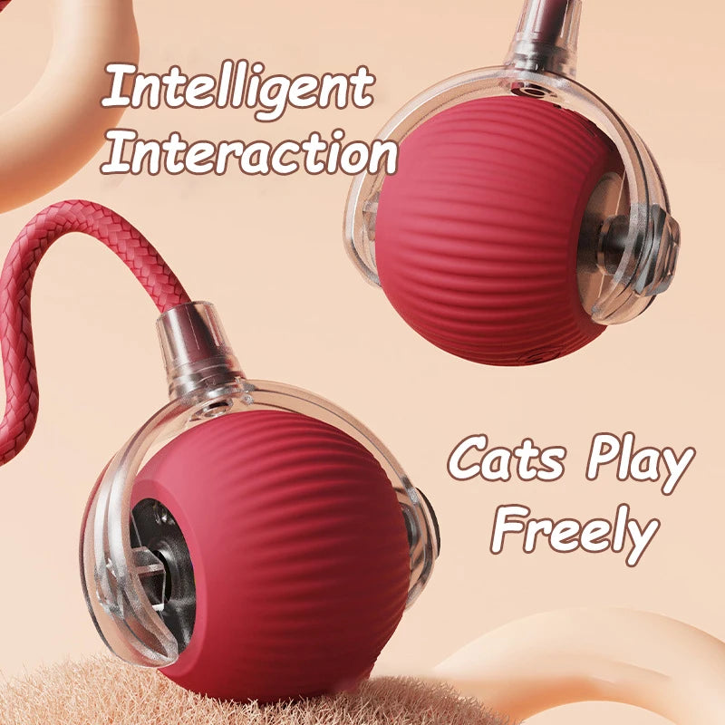 Cat Interactive Ball Toys | Kitten Automatic Rolling Ball | Pet Faux Tail Rechargeable Smart Mouse