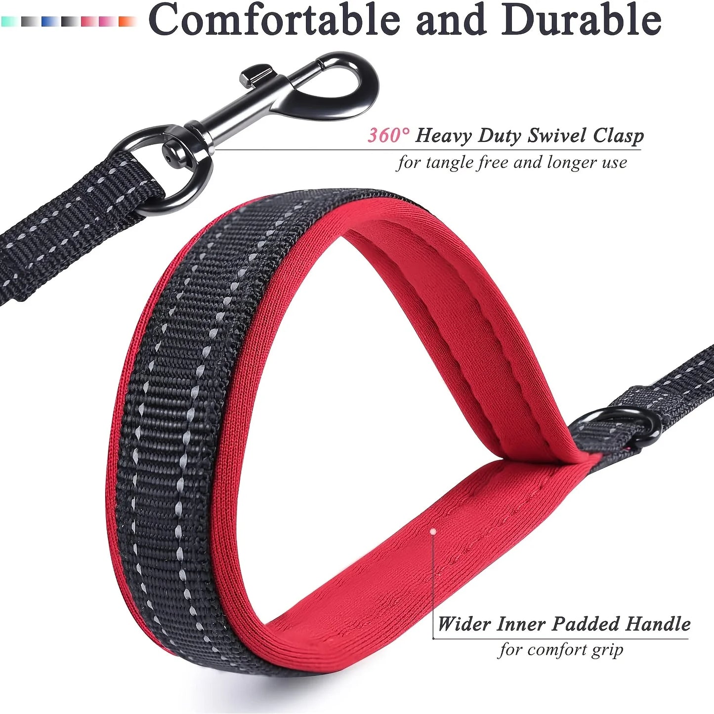 Long Traffic Padded 2-Handle Pet Leash | Double Handle Nylon Dog Leash For Training Control