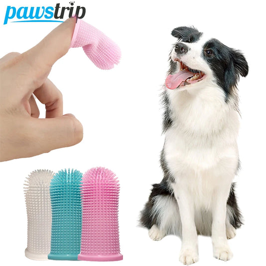 Soft Silicone Pet Dog Finger Toothbrush | Pet Teeth Oral Cleaning Brush | Bad Breath Tartar Tooth Cleaner