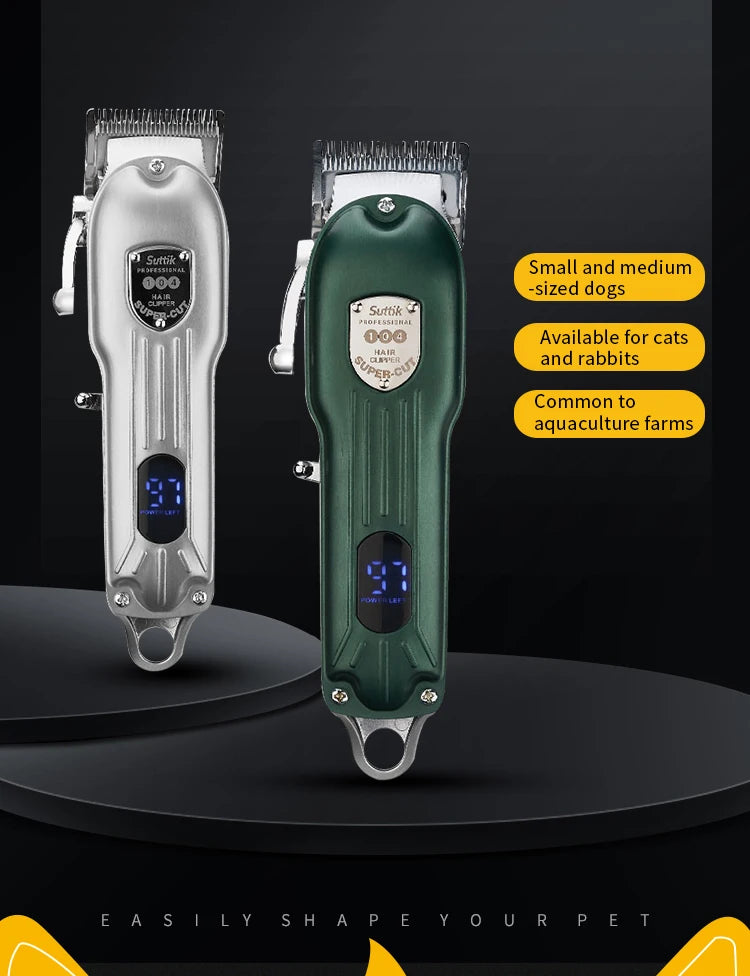 Professional Dog Hair Clipper | Metal Rechargeable Pet Trimmer | Cat Fur Grooming Shaver