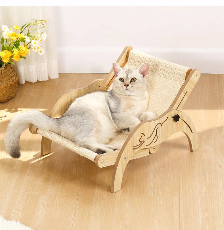 Wooden Cat Scratcher Board | Adjustable Kitten Recliner | Pet Sleeping Bed