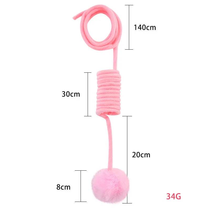 Cat Stick Plush Spring Ball | Hanging Door Kitten Toy Teaser | Cat Wand With Bell