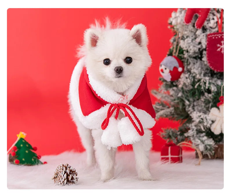 Christmas Dog Clothes | Warm Cat Hooded Cloak | Comfortable Xmas Pet Cape