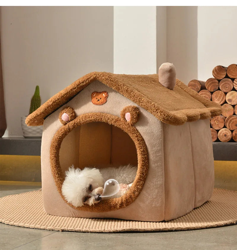 Foldable Dog House | Pet Bed for Small Dogs | Winter Warm Cat Bed Nest | Comfortable Puppy Cave