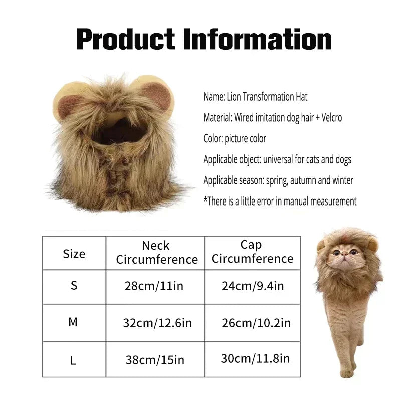 Cat Cosplay Dress Up | Pet Hat Lion Mane | Kitten Wig Costume