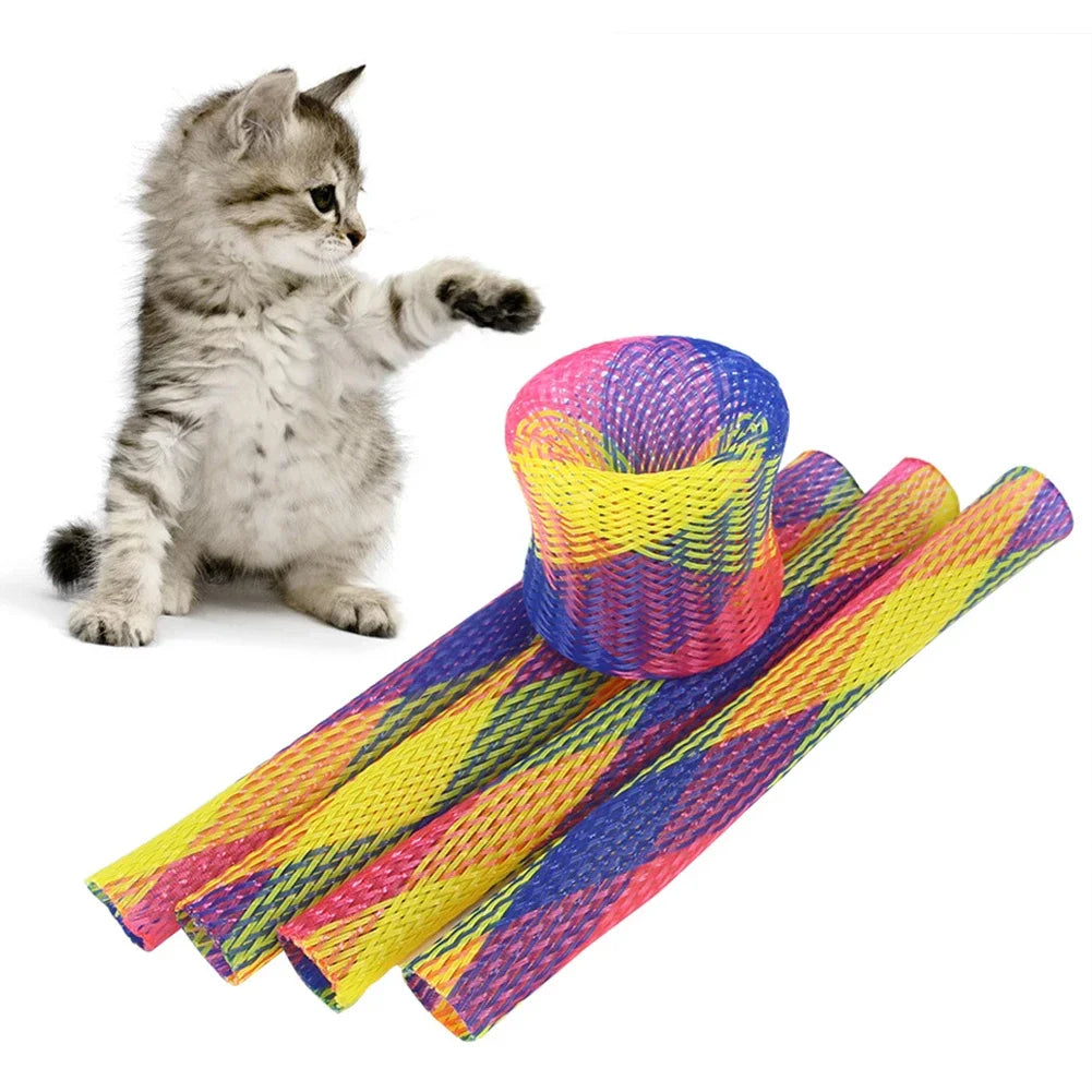 Cat Spring Toy Stick | Freely Folding Spring Shape Multi-Color Kitten Bouncing Toys