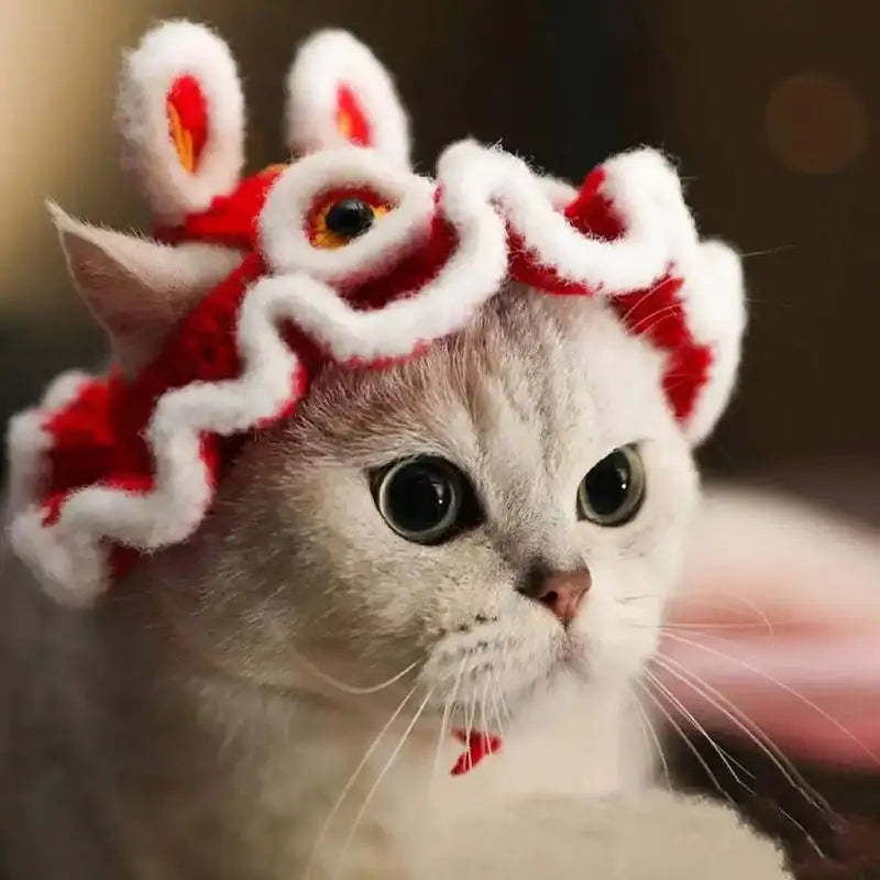 Funny Pet Costume | Cat Chinese Tiger Head Cap | Kitten Traditional Hat