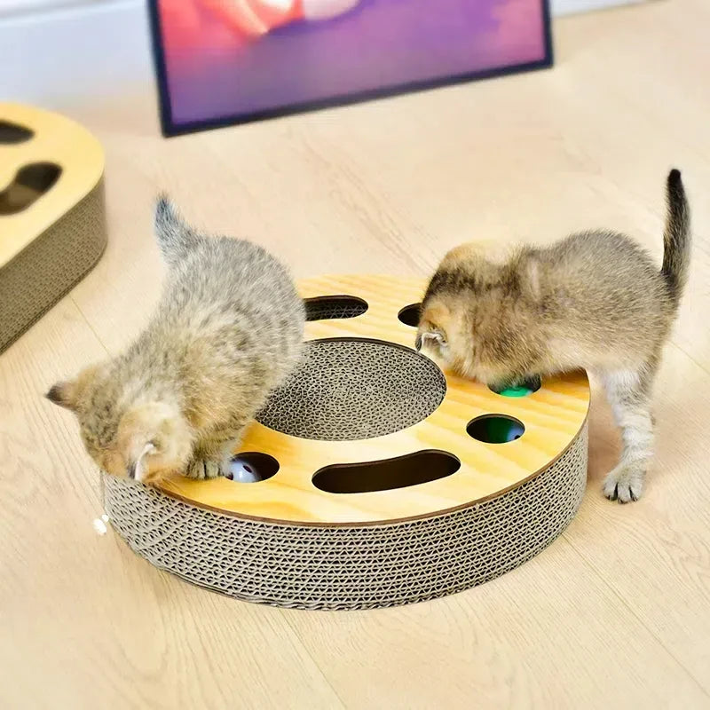 Cat Scratching Toy with Scratching Pad | Kitten Scratch Mat with Bell Ball