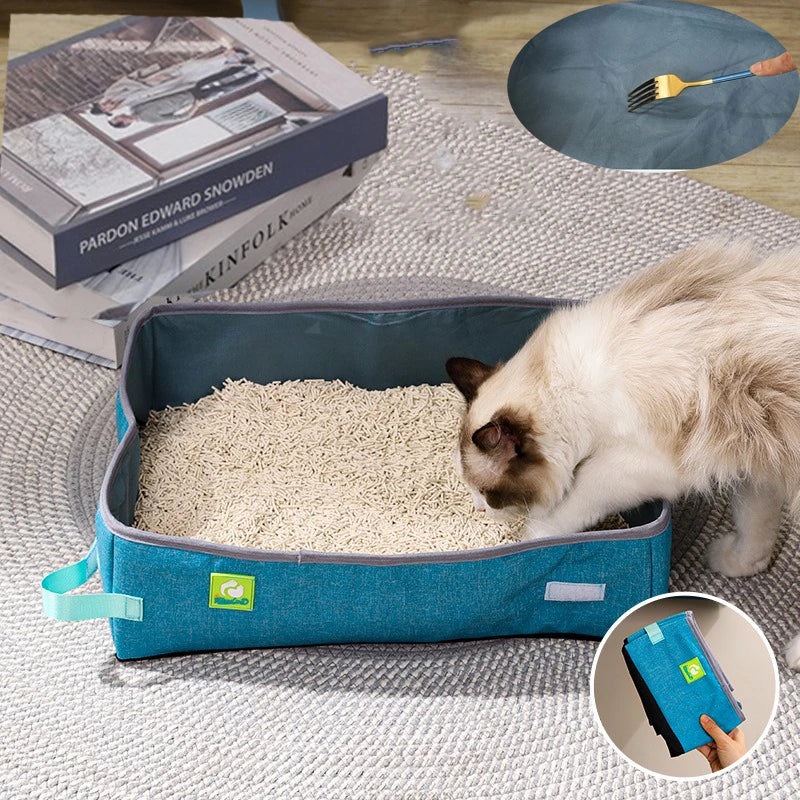 Semi-Enclosed Cat Litter Box | Foldable Portable Waterproof Open Cat Toilet