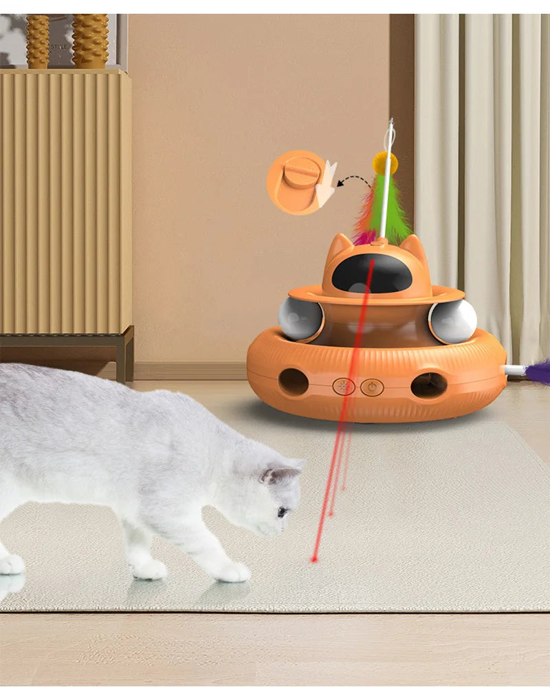 4-In-1 Interactive Cat Toy | Smart Kitten Teaser Stick | Pet Turntable Training Toys