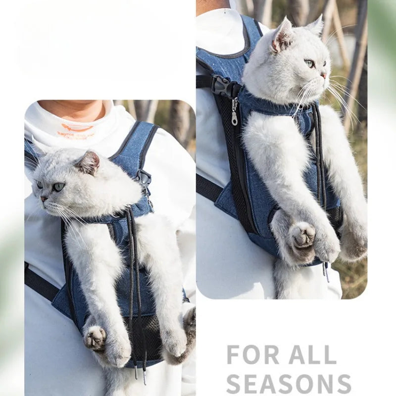 Double Shoulder Breathable Dog Carrier | Portable Travel Puppy Backpack | Mesh Front Pet Bag