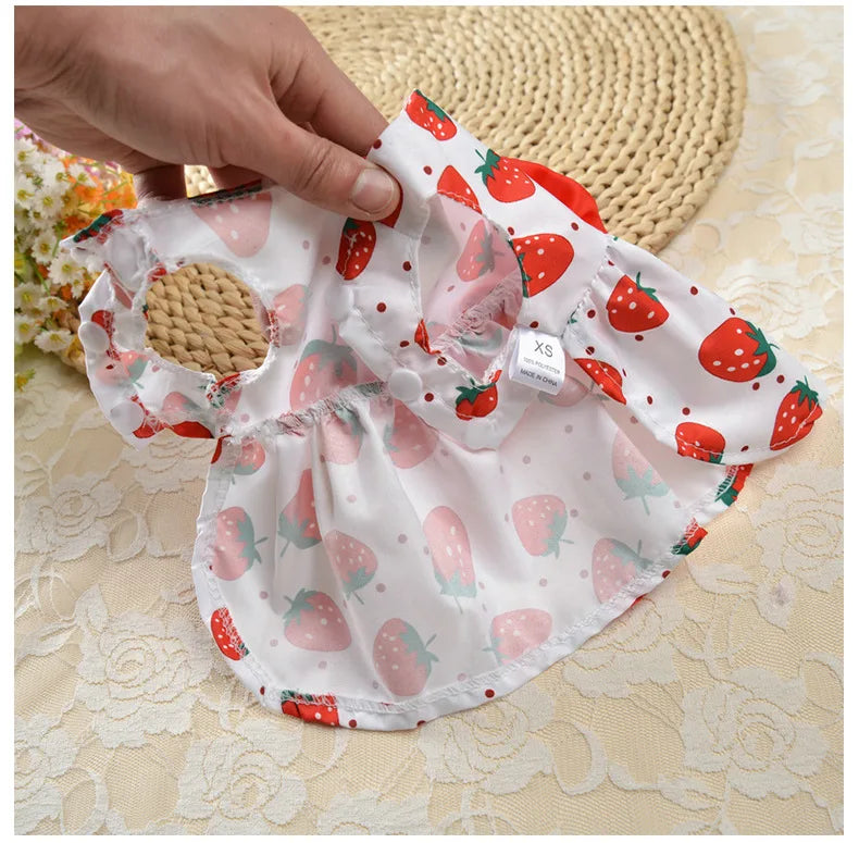 Floral Princess Dog Dress | Spring Summer Pet Clothes | Printed Puppy Skirt