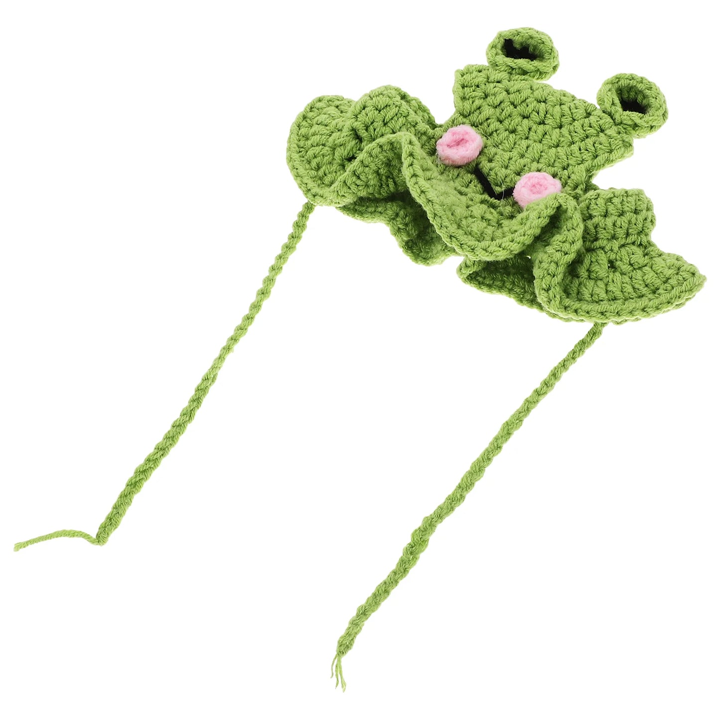 Frog Lillipad Cat Hat | Soft Pet Cap | Kitten Yarn Headdress | Frog Headgear