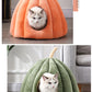 Enclosed Cat Nest | Winter Warm Cat Bed Pumpkin Shape | Pet Sleeping House