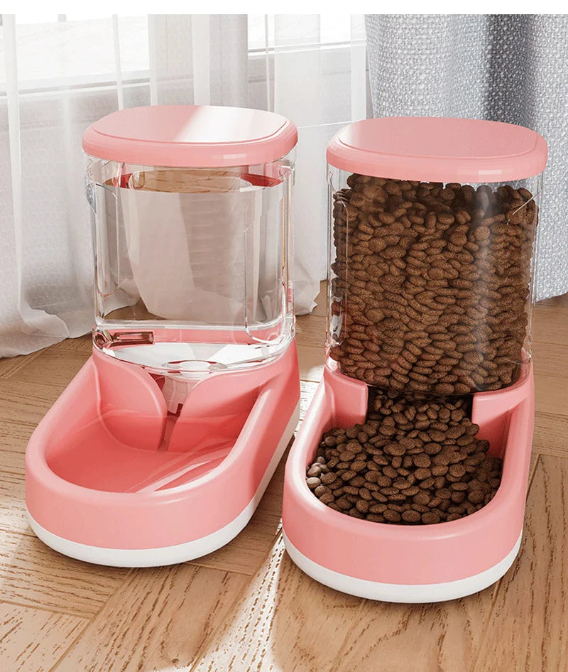 3.8L Large Capacity Dog Feeder | Transparent Food Storage Dispenser | Dog Cat Food Water Bowl