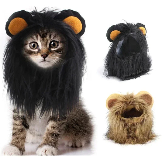 Cat Cosplay Dress Up | Pet Hat Lion Mane | Kitten Wig Costume