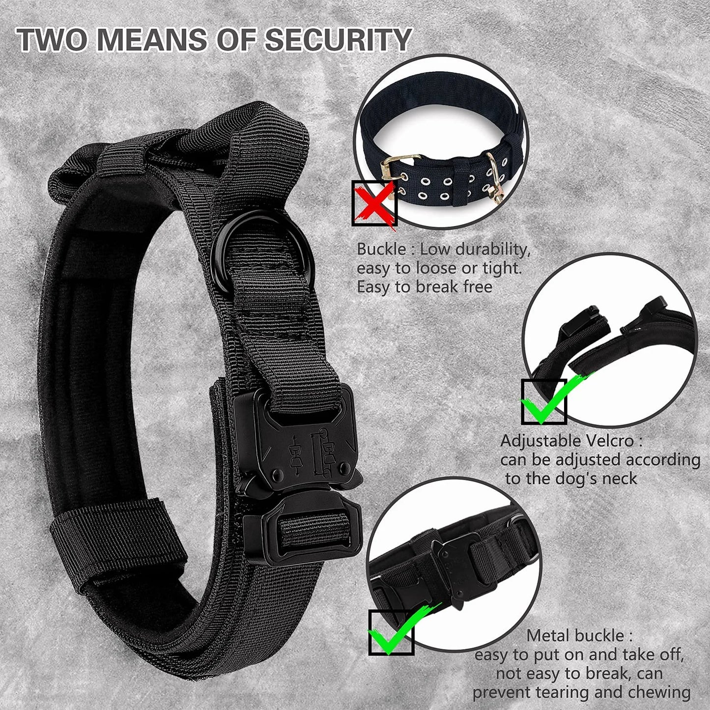 Tactical Leash for Dogs | Military Adjustable Tactical Puppy Collar | Pet Walking Training