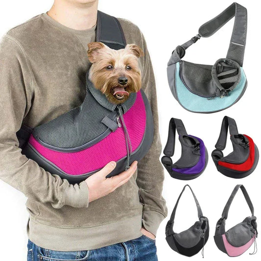 Pet Puppy Carrier | Outdoor Travel Dog Shoulder Bag | Mesh Oxford Sling Handbag Tote Pouch