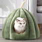 Enclosed Cat Nest | Winter Warm Cat Bed Pumpkin Shape | Pet Sleeping House