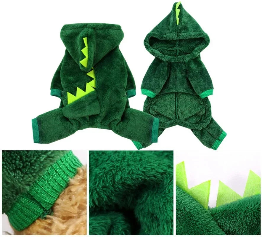 Warm Pet Halloween Costume | Cat Hoodie Clothing | Kitten Dinosaur Cosplay