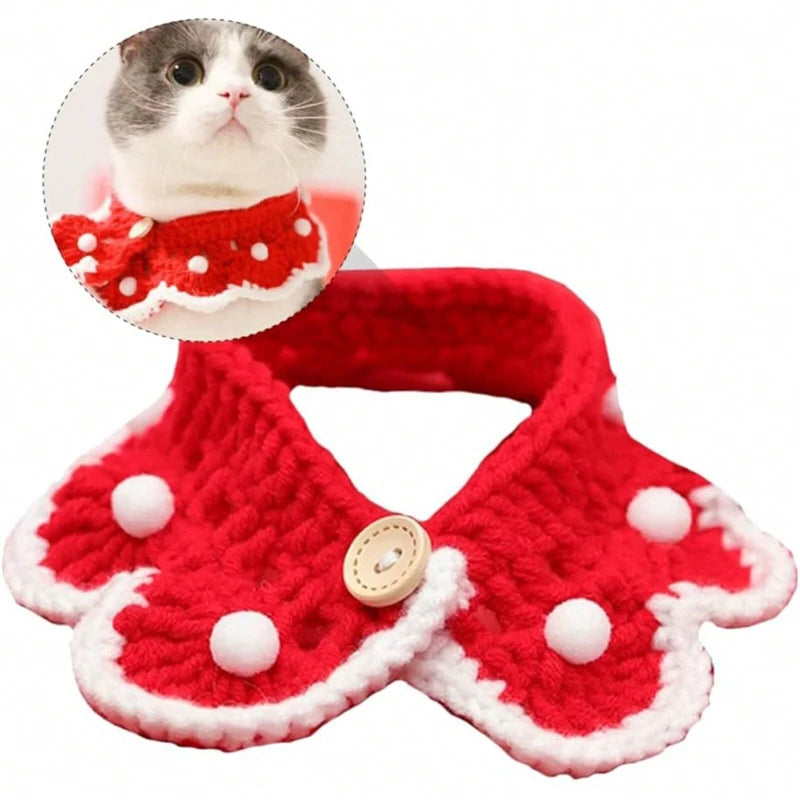 Scarf Christmas Pet Collar | Cat Decorative Scarf | Kitten Decorative Knit