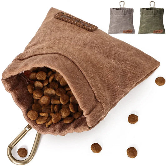 Walking Dog Snack Pocket with Carabiner | Hands-Free Pet Treat Bag | Puppy Waist Pack Storage Pouch