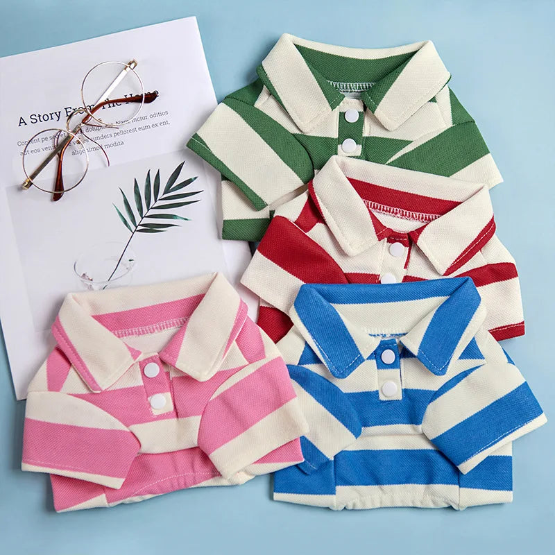 Casual Dog Clothes | Pet Polo T-Shirt | Stripped Puppy Clothing