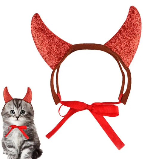 Pet Costumes | Cat Portable Headgear with Straps | Kitten Devil Horns Lightweight