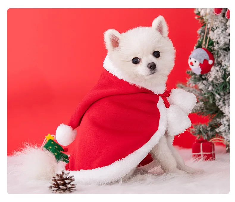 Christmas Dog Clothes | Warm Cat Hooded Cloak | Comfortable Xmas Pet Cape