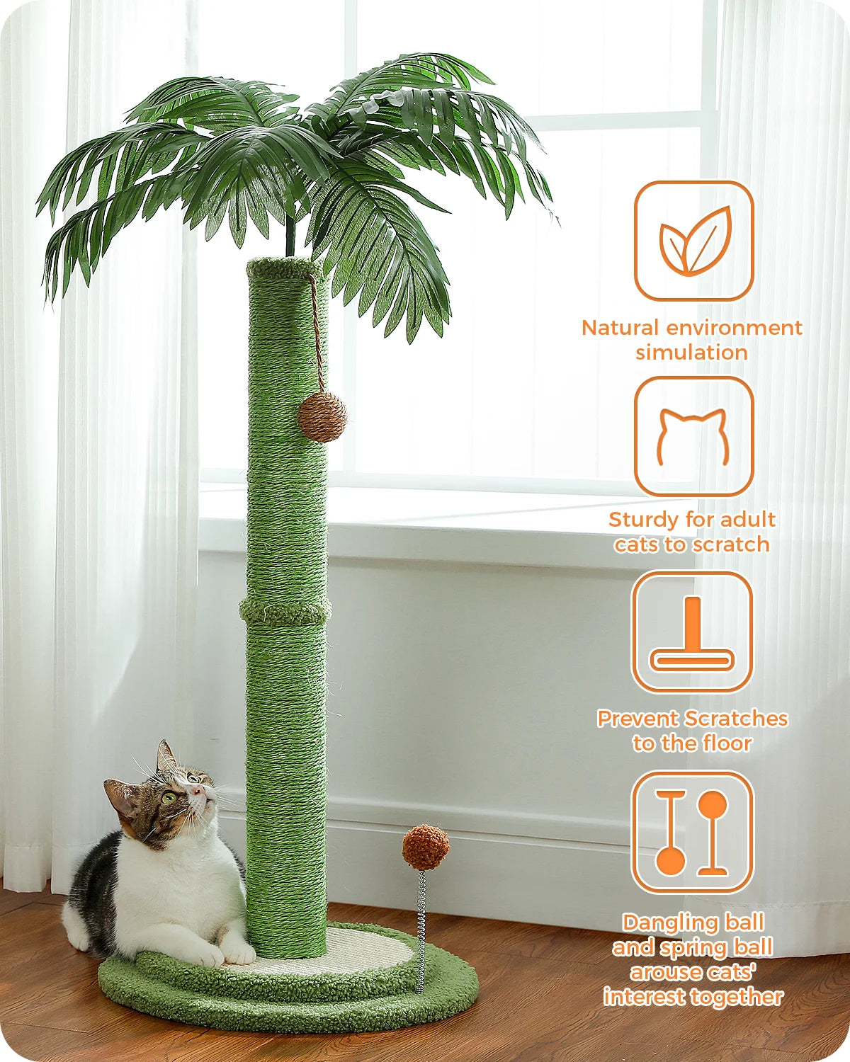 Cat Scratching Post | Kitten Scratcher with Interactive Balls | Sisal Covered Indoor Pet Scratch Posts