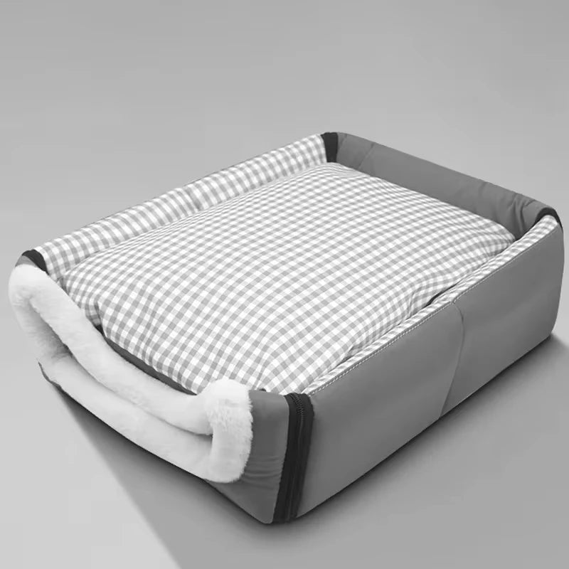 Enclosed Warm Dog Bed | Foldable Waterproof Dog Cave House | Removable Cat Nest Basket