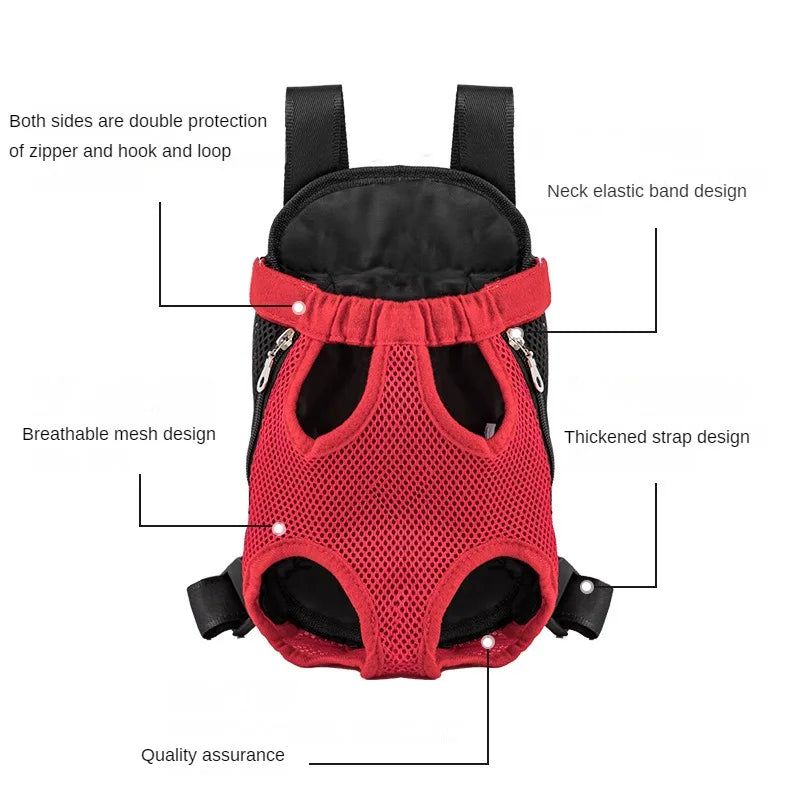 Double Shoulder Breathable Dog Carrier | Portable Travel Puppy Backpack | Mesh Front Pet Bag