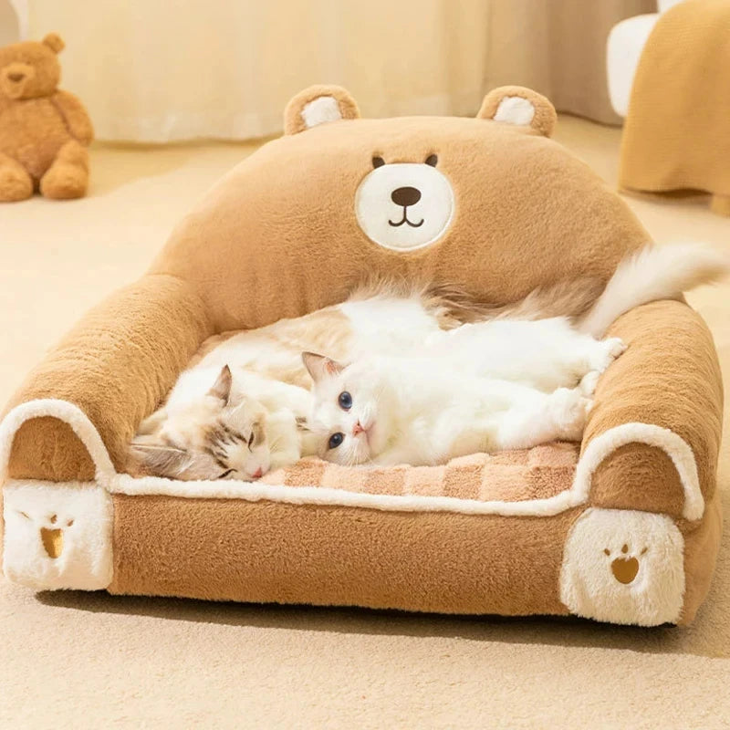 Winter Warm Cat Bed | Soft Plush Pet Sofa for Small Dogs | Cozy Sleeping Bed