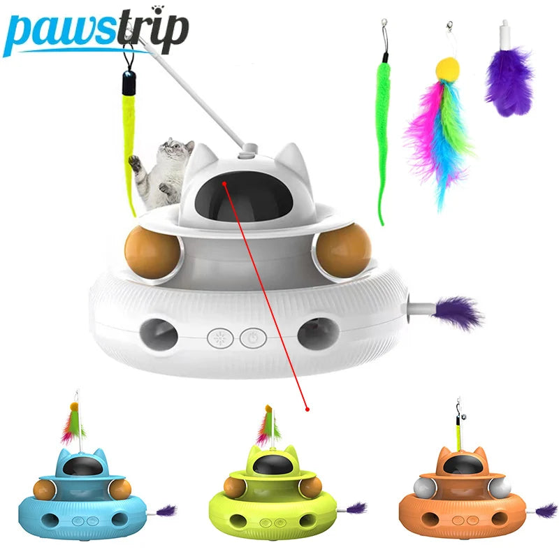 4-In-1 Interactive Cat Toy | Smart Kitten Teaser Stick | Pet Turntable Training Toys