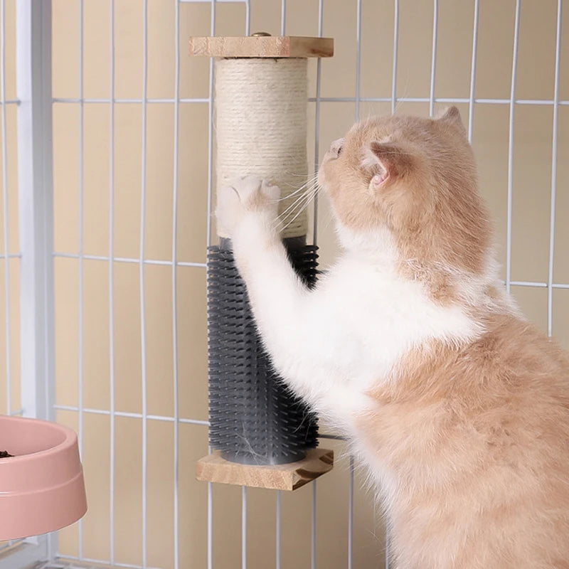 Cat Scratching Post for Crate Cage with Self Groomer | Kitten Scratcher Grinding Claws Toys