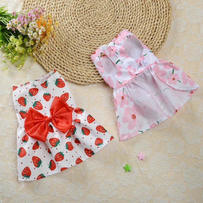 Floral Princess Dog Dress | Spring Summer Pet Clothes | Printed Puppy Skirt