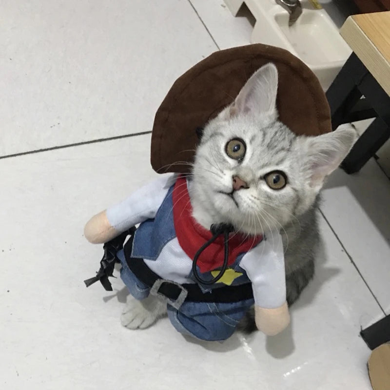 Pet Cowboy Costume | Cat Jeans Hoodie Shirts | Kitthen Jumpsuit Clothing